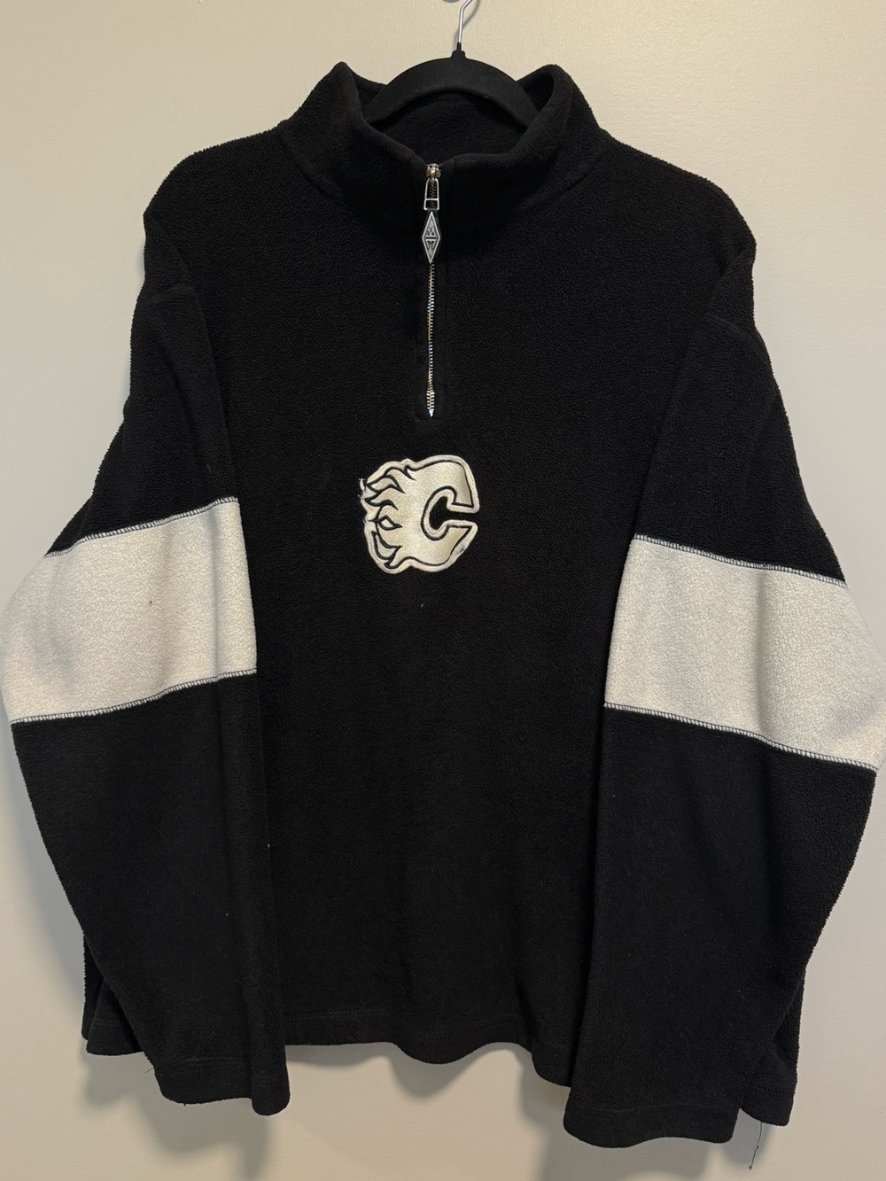 Vintage Calgary Flames Roger Edwards 1/4 Zip Fleece Pullover Large